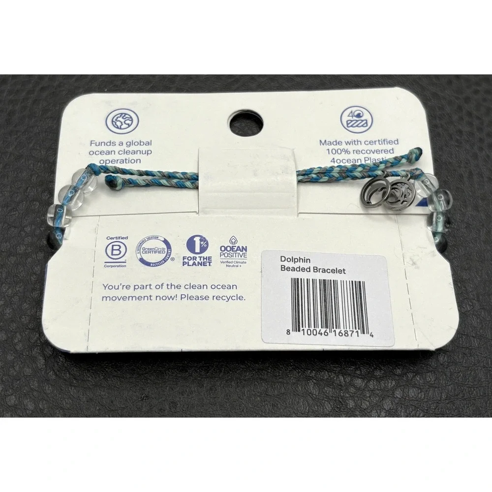 4ocean Dolphin Limited Edition Beaded Bracelet Recycled Ocean Plastic Blue